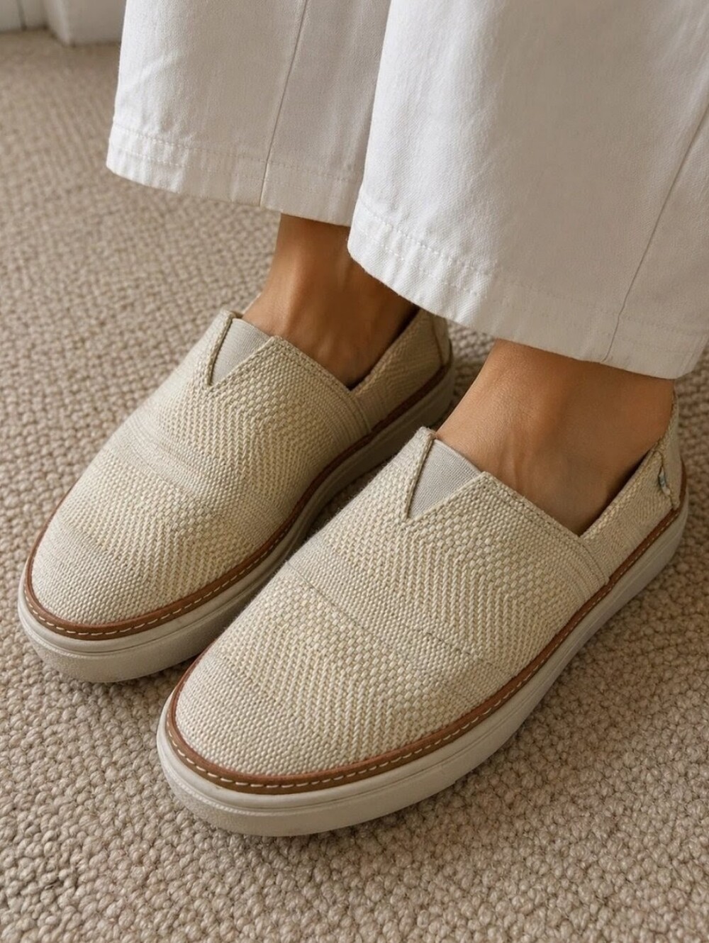 TOMS Parker Woven Platform Slip-on Sneaker - Size 7